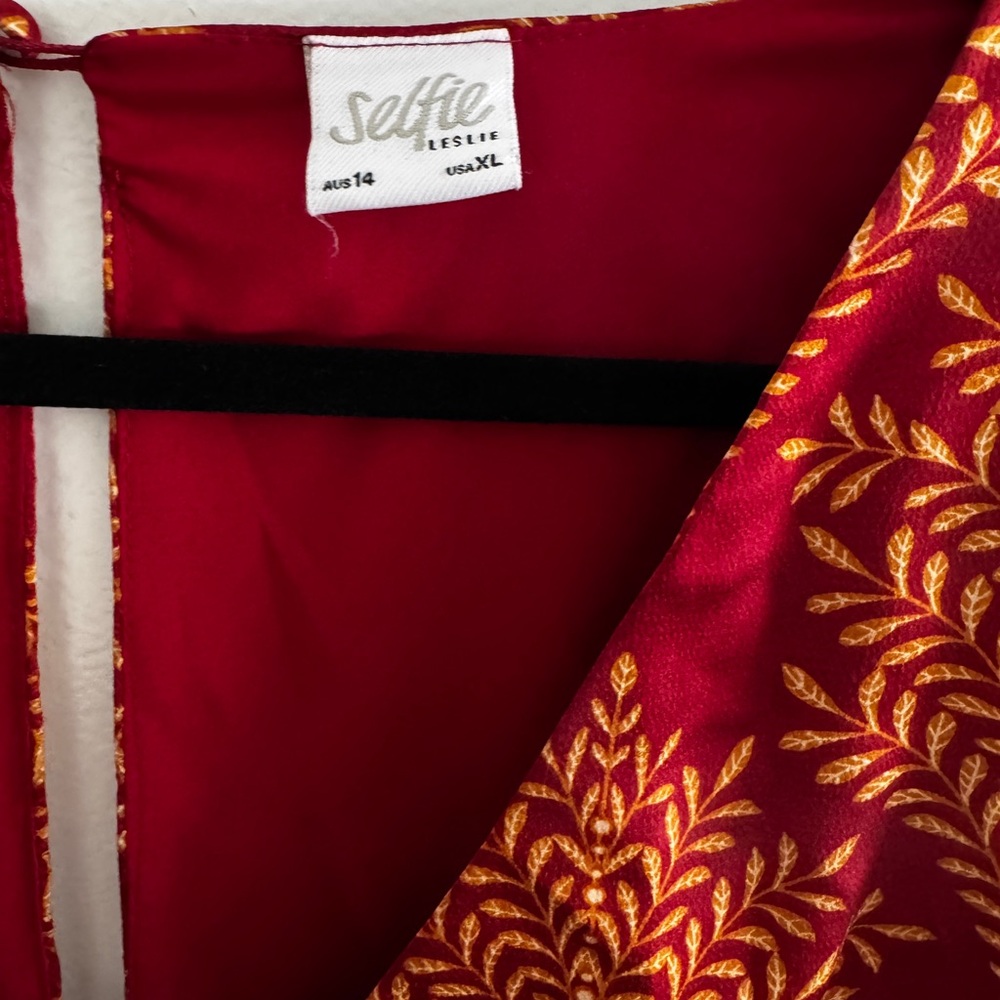 Selfie Leslie Red and Gold Long Sleeve Romper - Picture 8 of 10